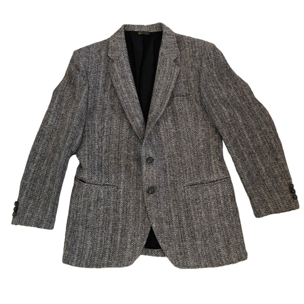 VTG KUPP Kuppenheimer Mens Blazer 2 Button Herringbone Tweed Wool Jacket Size 42